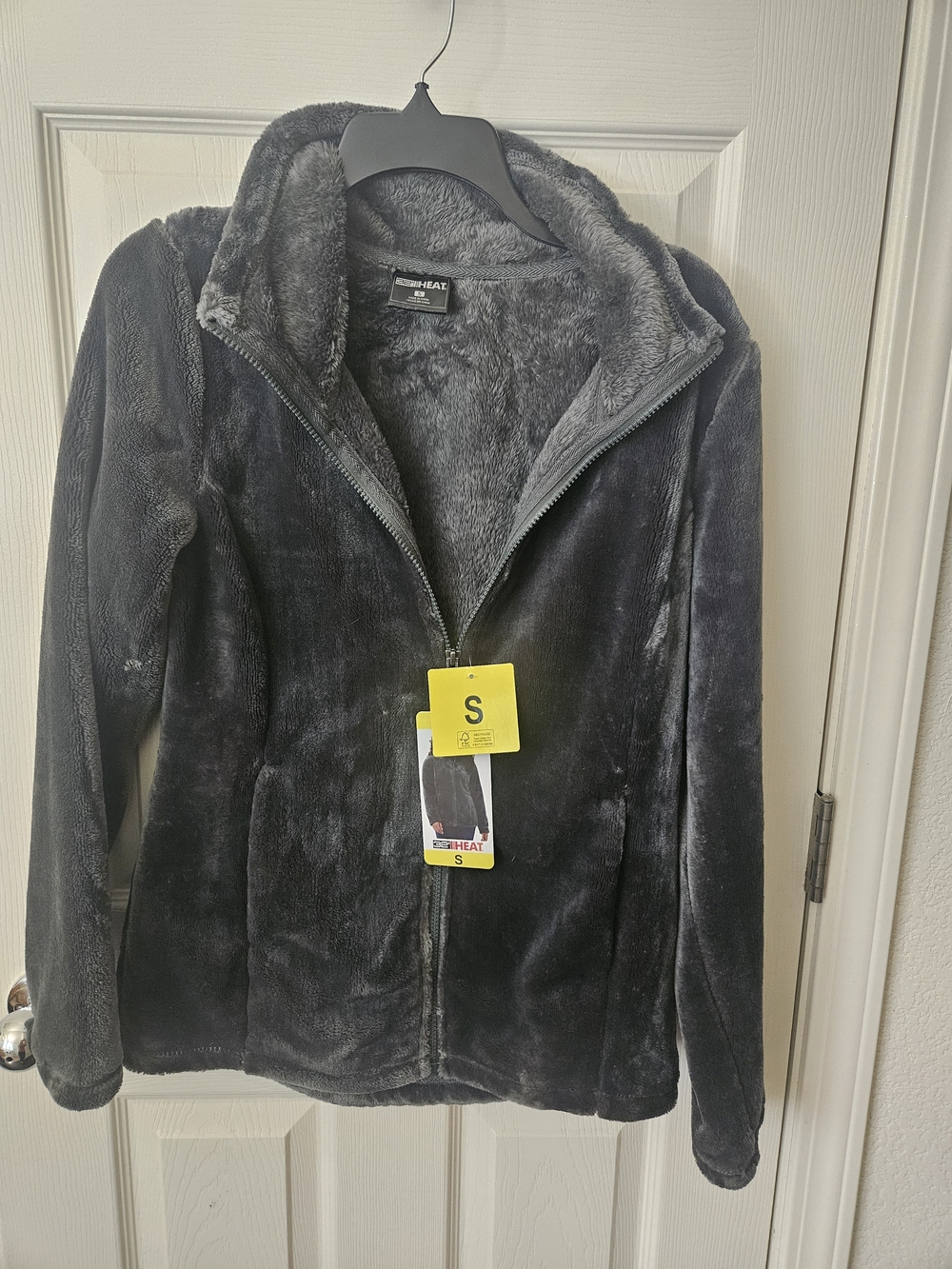 32 Degrees Plush Full-Zip Teddy Jacket - Charcoal